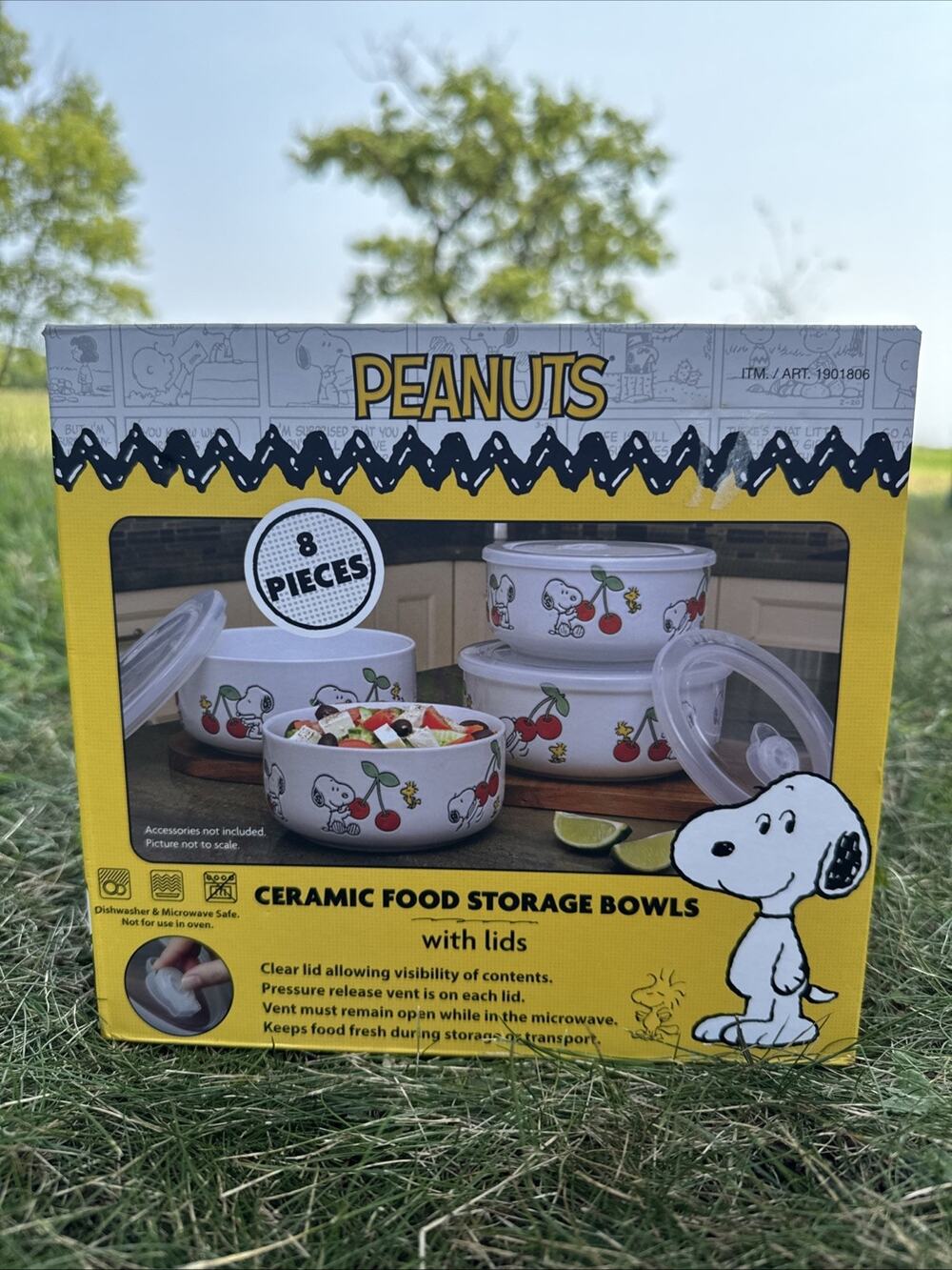 Peanuts 8 Piece Ceramic Food Storage set Containers & Lids